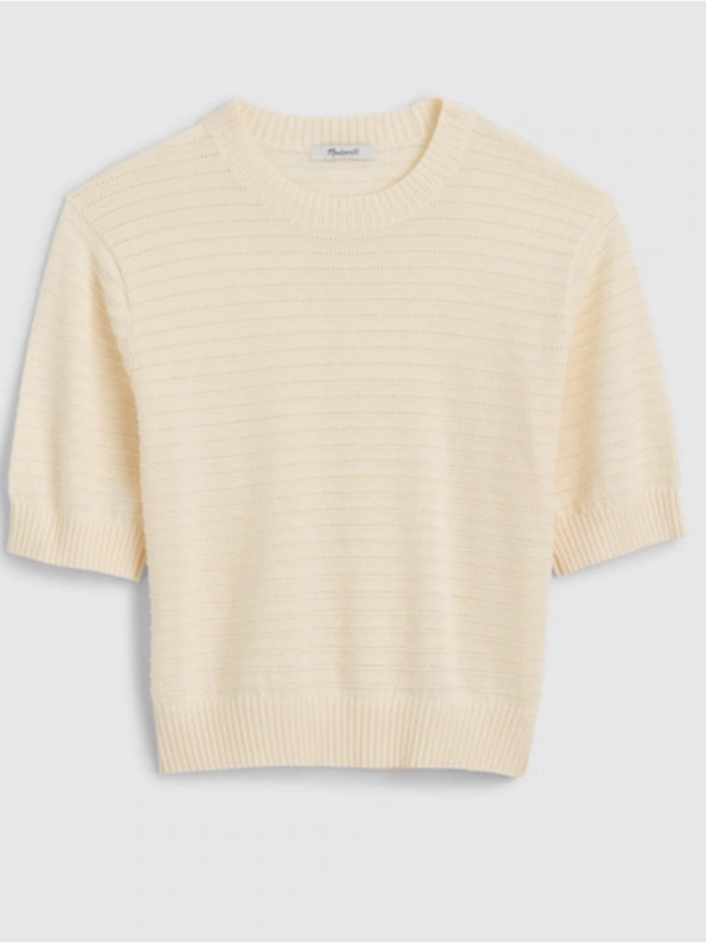 Madewell Textural-Stitch Crewneck Sweater in Vintage Ivory